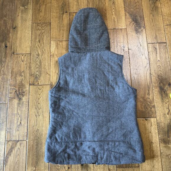 prAna Vest Women's Size M Hooded Grey Plaid Wool Sherpa Lined Outdoor - Picture 6 of 6